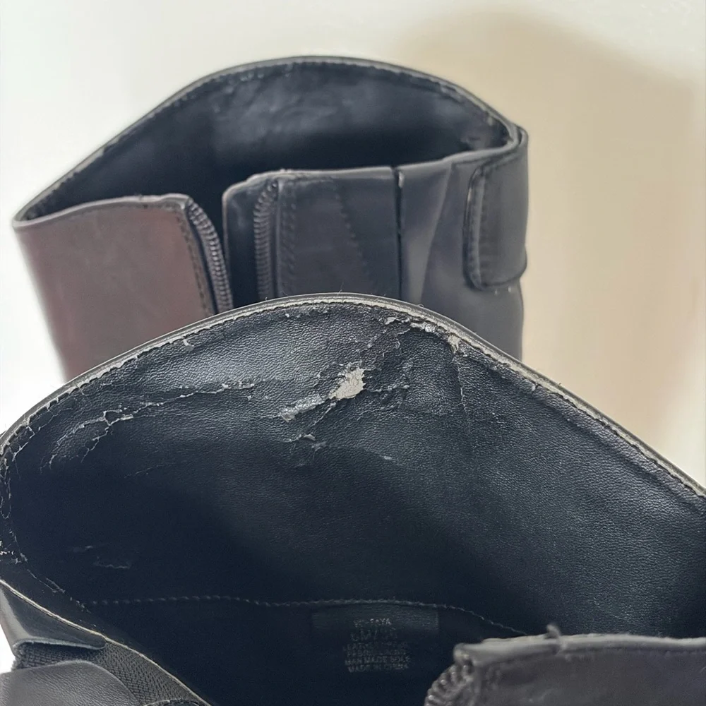 Vince Camuto Black Quilted Leather Riding Boots - Size 6M